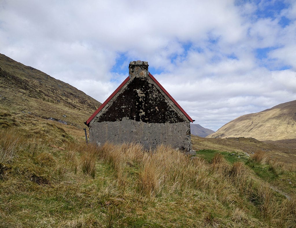 Glen Licht Bothy. A bothy is a mountain hut that is usually left unlocked and can be used as a basic shelter for trekkers or hunters. They are found in the more remote areas of the Scottish Highlands and can be a savior to a hiker during inclement weather. There were several of these along my route and they were popular with some of the Challengers. On the downside, the snoring can be epic.A bothy is a mountain hut that is usually left unlocked and can be used as a basic shelter for trekkers or hunters. They are found in the more remote areas of the Scottish Highlands and can be a savior to a hiker during inclement weather. There were several of these along my route and they were popular with some of the Challengers. On the downside, the snoring can be epic.
