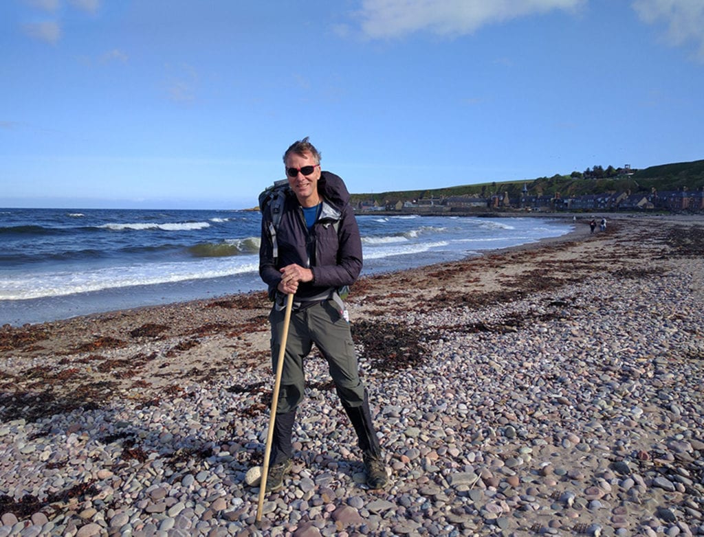 The North Sea. Stonehaven, Scotland. Done. 202 miles. The plan was to strip to the waist and walk in but it was in the 40s and a nasty wind was blowing so I relented. I'm certain that some of the Scots I'd met along the way would think nothing of it. On my way to the surf, I stumbled on the rocks and almost snapped my ankle. It was the closest I would come to not finishing the hike. 